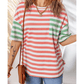RTS Pink Stripe Drop Shoulder Casual T Shirt