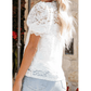 Viola White High Neck Lace Short Sleeve Blouse