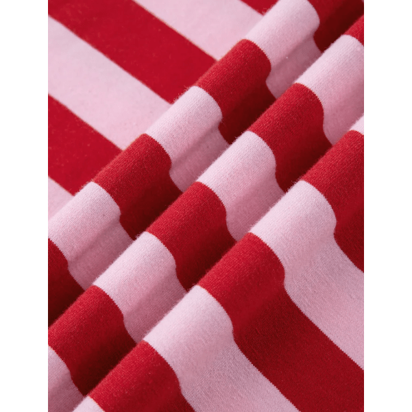 Bayleigh Pink Stripe Split V Neck Casual T Shirt