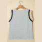 Kaitlynn Black Stripe Contrasted Ruffle Trim Casual Tank Top