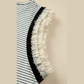 Kaitlynn Black Stripe Contrasted Ruffle Trim Casual Tank Top