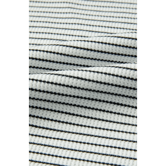 Kaitlynn Black Stripe Contrasted Ruffle Trim Casual Tank Top