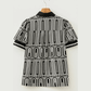 Glinda Black Geometric Print Contrast Scallop Color Block Patchwork Short Sleeve Blouse