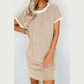 Clea Twisted Ribbed Color Block Trim T Shirt Shift Dress