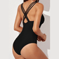 Ashlea Black Solid Mesh One Piece Swimsuit