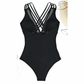 Ashlea Black Solid Mesh One Piece Swimsuit