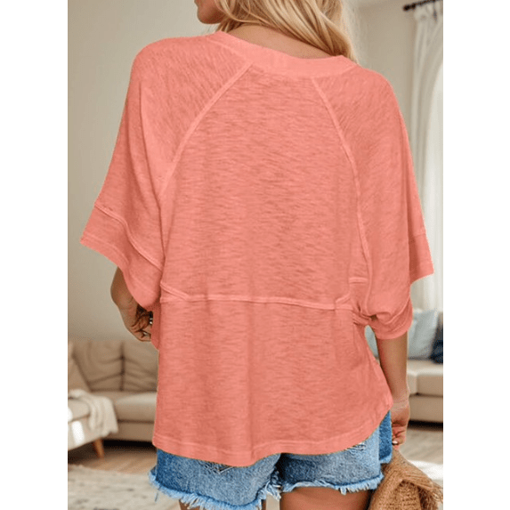 Emmie Pink Seam‑Detail Breezy Top
