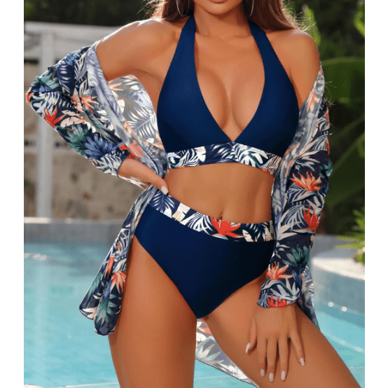 Lindsey Navy Resort‑Day Bikini & Sheer Cover