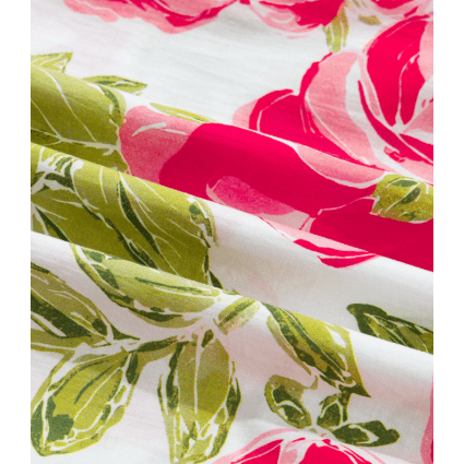 RTS Pink Flower Print Striped Trim Frilled Collar Short Sleeve Shirt