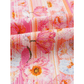 RTS Pink Poppy Flower Striped Print Color Block Trim V Neck Short Sleeve Blouse
