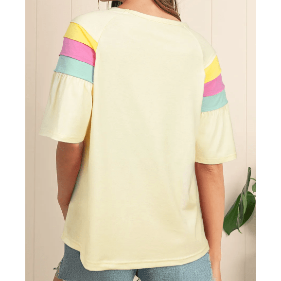 RTS Color Block Stitched Sleeve Loose T Shirt
