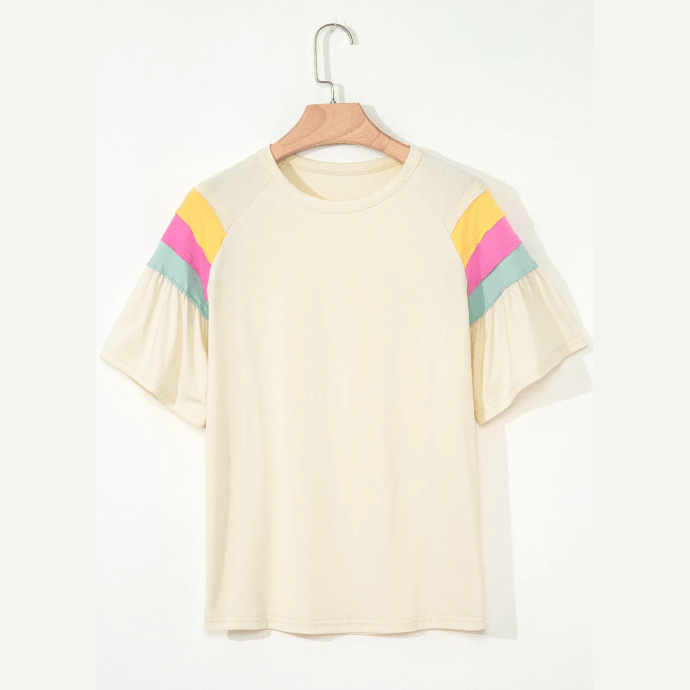RTS Color Block Stitched Sleeve Loose T Shirt
