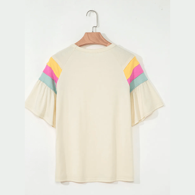 RTS Color Block Stitched Sleeve Loose T Shirt