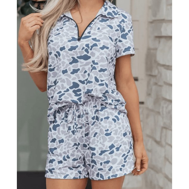 Celine Abstract Patterned Polo Collar T Shirt and Shorts Set