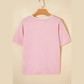 Shea Pink Lacy V Neckline Short Sleeve Sweater