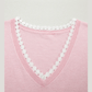 Shea Pink Lacy V Neckline Short Sleeve Sweater