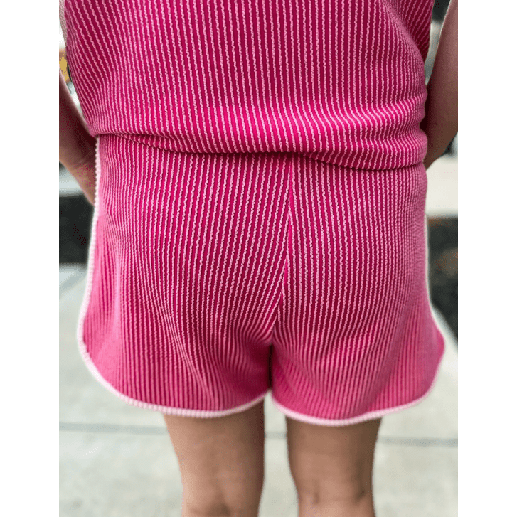 Norma 3D Spiral Ribbed Texture 2 Tones Patchwork Short Set