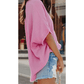 Korbyn Pink Frayed Batwing Sleeve Textured Cotton Blouse