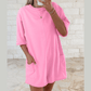 Gessi Pink Raw Edge Half Sleeve Pocketed Loose Romper