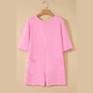 Gessi Pink Raw Edge Half Sleeve Pocketed Loose Romper