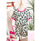 Liz Leopard Print Contrast Trim Top Loose 2pcs Short Set