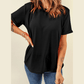 Valeria Black Casual Plain Crew Neck Tee