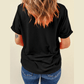 Valeria Black Casual Plain Crew Neck Tee