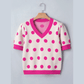 Lauri Hot Pink Polka Dot Puff Short Sleeve Sweater