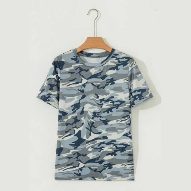 Tracey Green Camouflage Print Crew Neck T Shirt