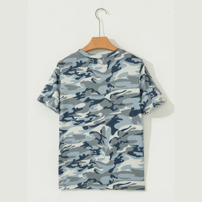 Tracey Green Camouflage Print Crew Neck T Shirt