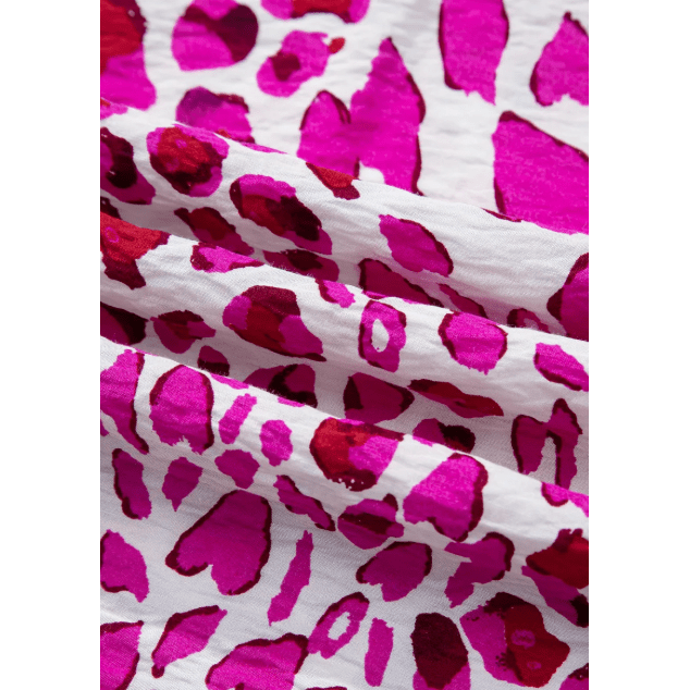 Birdie Leopard Print V Neck Puffy Half Sleeve Blouse