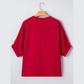 Lydia Red Braided Trim V Neck Half Sleeve Blouse