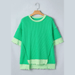 Ziva Green Loose Uneven Hem Twist Ribbed T Shirt