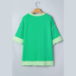 Ziva Green Loose Uneven Hem Twist Ribbed T Shirt