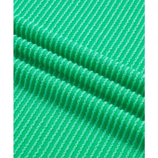 Ziva Green Loose Uneven Hem Twist Ribbed T Shirt