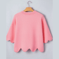 Leann Pink Scalloped Hem 3/4 Sleeve Sweater Top