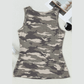 Anetta Green Camouflage Print Ribbed Knit Round Neck Tank Top