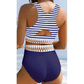 Andree Blue Contrast Trim Mix and Match High Waist 2pcs Swimsuit
