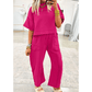 Dorcas Pink Drop Shoulder Boxy Tee and Barrel Pants Set