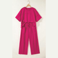 Dorcas Pink Drop Shoulder Boxy Tee and Barrel Pants Set