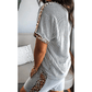 Tabatha Light Grey Leopard Trim Twist Ribbed Short Set