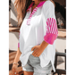 Kya Pink Striped Color Block Patchwork Polo Collar Half Sleeve T Shirt