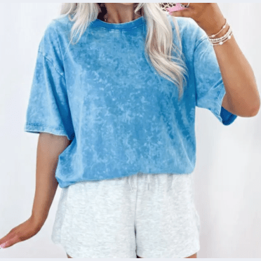 Amanda Blue Mineral Washed Oversized Tee
