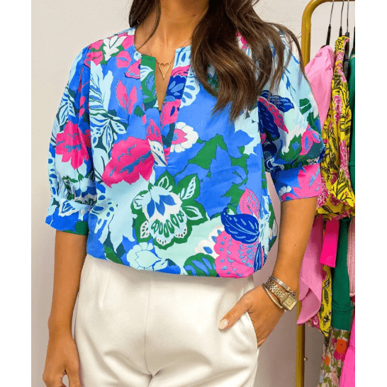 RTS Tibbie Floral Print V Neck Half Sleeve Blouse