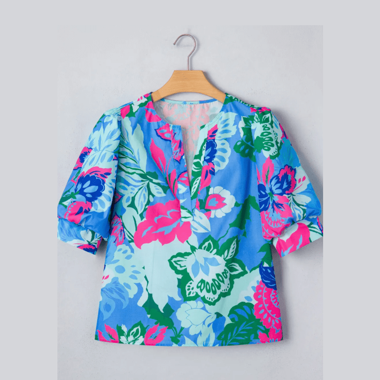 RTS Tibbie Floral Print V Neck Half Sleeve Blouse