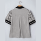 Dorthea Black Stripe Collared Split Neck Short Bubble Sleeve Blouse