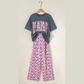 Medium Grey MAMA Letter Graphic Tee Camouflage Print Loose Pant Set