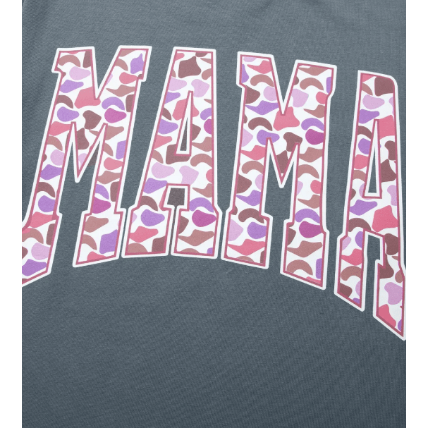 Medium Grey MAMA Letter Graphic Tee Camouflage Print Loose Pant Set