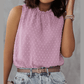 Shanice Pink Swiss Dot Sleeveless Ruffle Tank