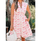 Ryland Pink Full Zip Cinched Waist Sleeveless Bow Mini Dress